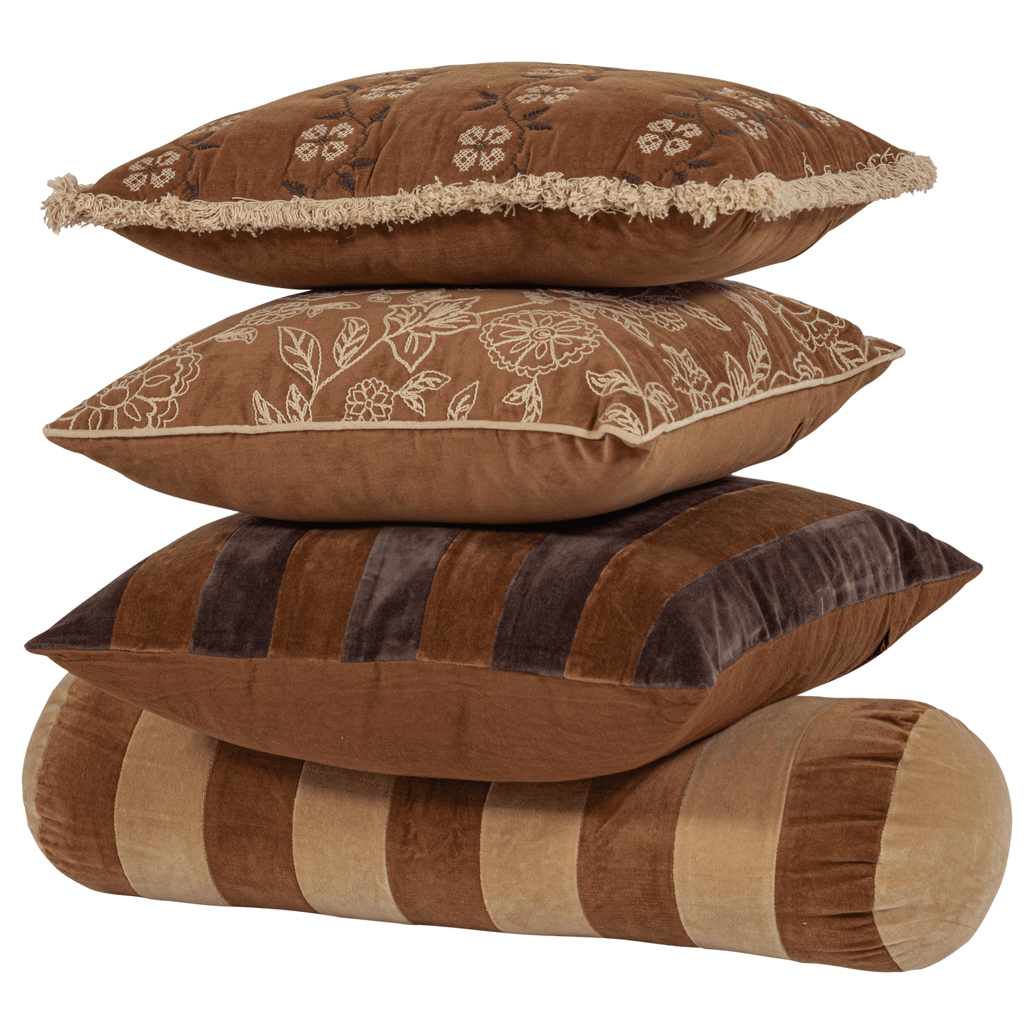 RELA KUSSENS BRUIN/ECRU - SET VAN 4