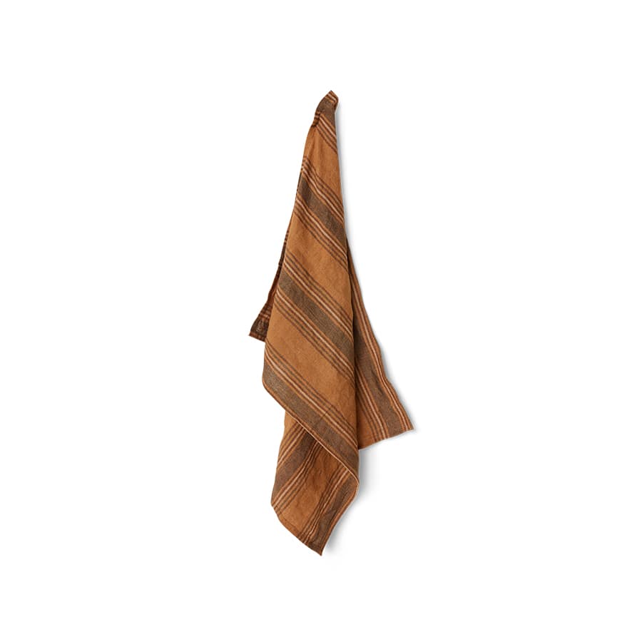 Vida striped tea towel amber/grey (50x70cm)