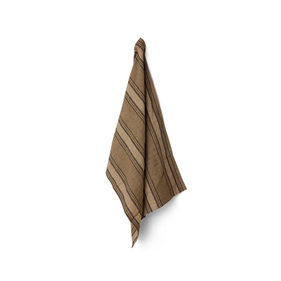 Vida striped tea towel sand/cream (50x70cm)