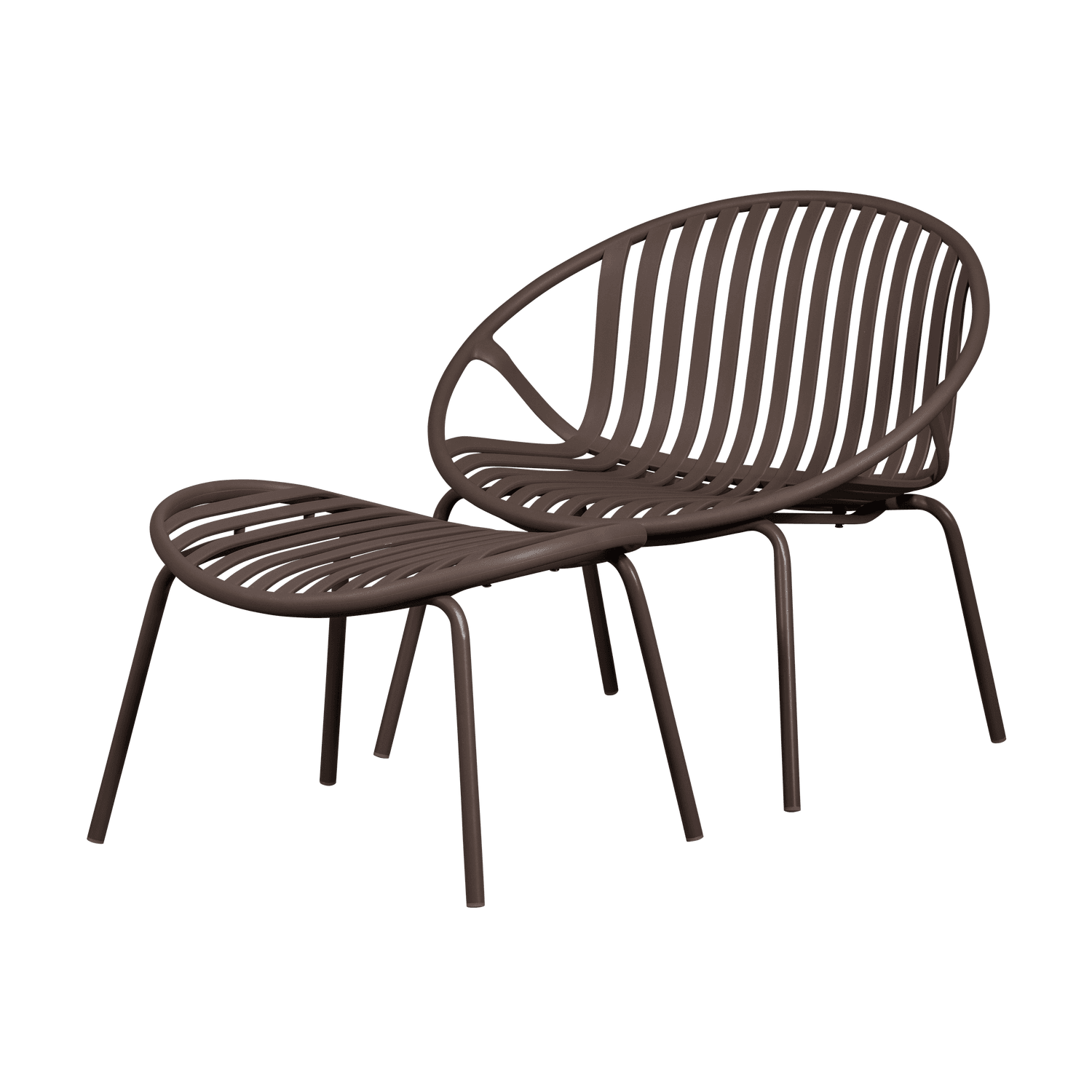 BRUCE TUIN LOUNGESTOEL + HOCKER PP/METAAL PAARS/BRUIN