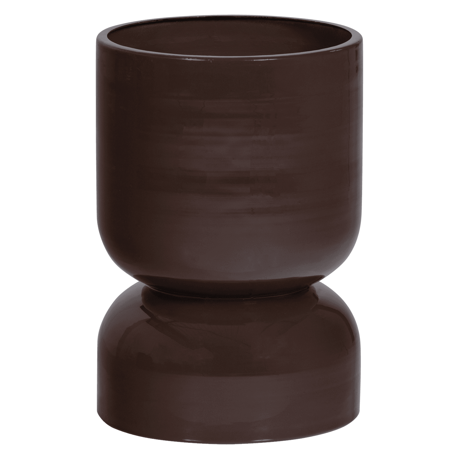 TOVAL PLANTENPOT LAAG METAAL HOOGGLANS PAARS/BRUIN