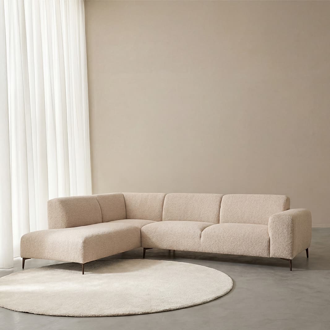 LABEL51 Hoekbanken Merido - Naturel - Velvet - Hoekbank Links