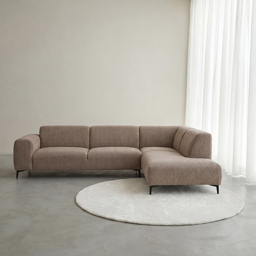 LABEL51 Hoekbanken Merido - Taupe - Velvet - Hoekbank Rechts