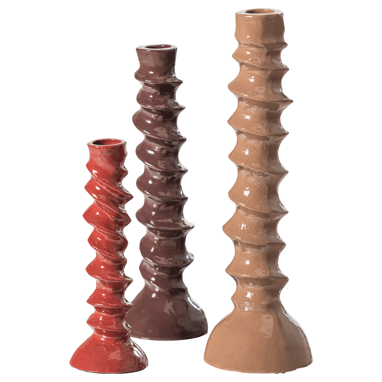 BEXI KANDELAAR METAAL BRUIN/ROOD - SET VAN 3
