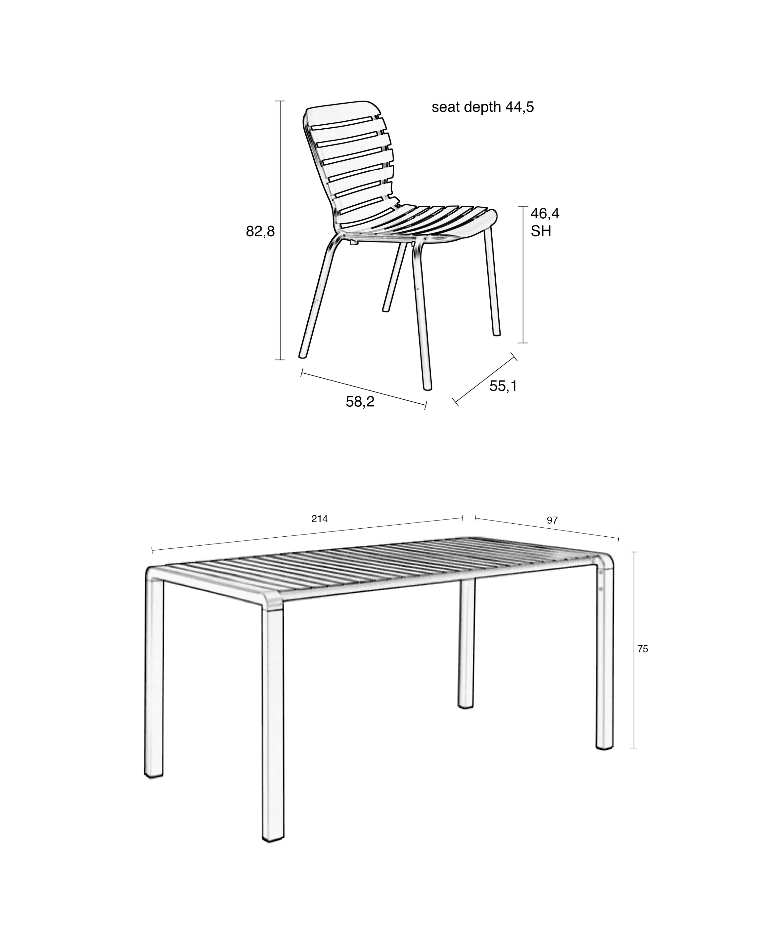 Set Garden Table Vondel 214 + 6 Chair Vondel Red