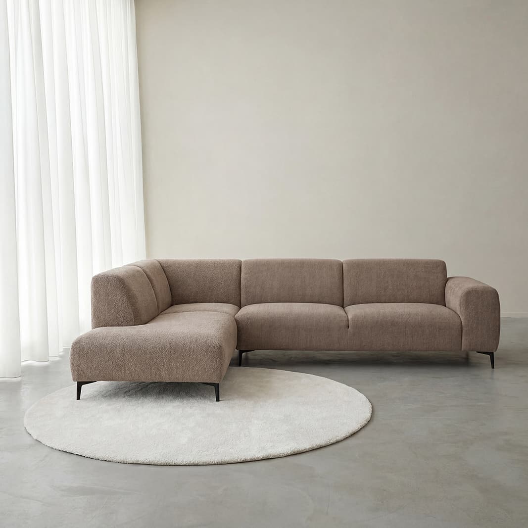 LABEL51 Hoekbanken Merido - Taupe - Velvet - Hoekbank Links