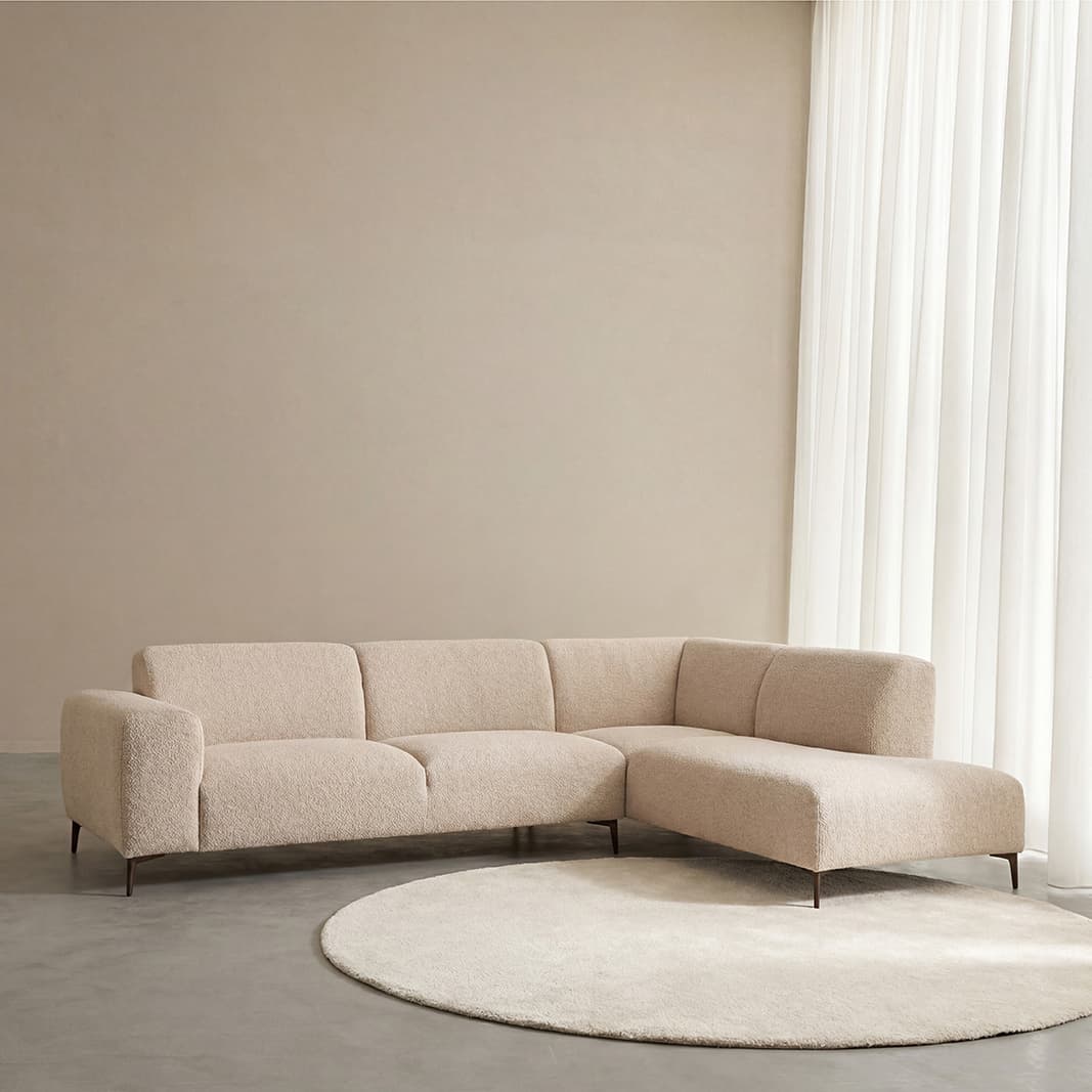 LABEL51 Hoekbanken Merido - Naturel - Velvet - Hoekbank Rechts
