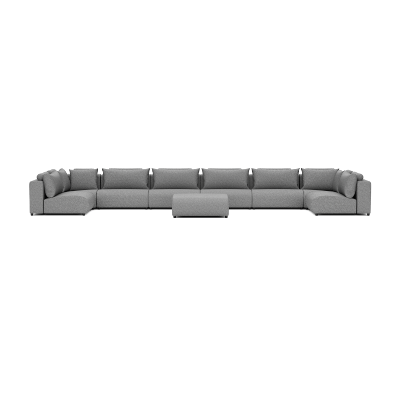 Luxury loungeset u-sofa 230x680x230 + hocker Steel