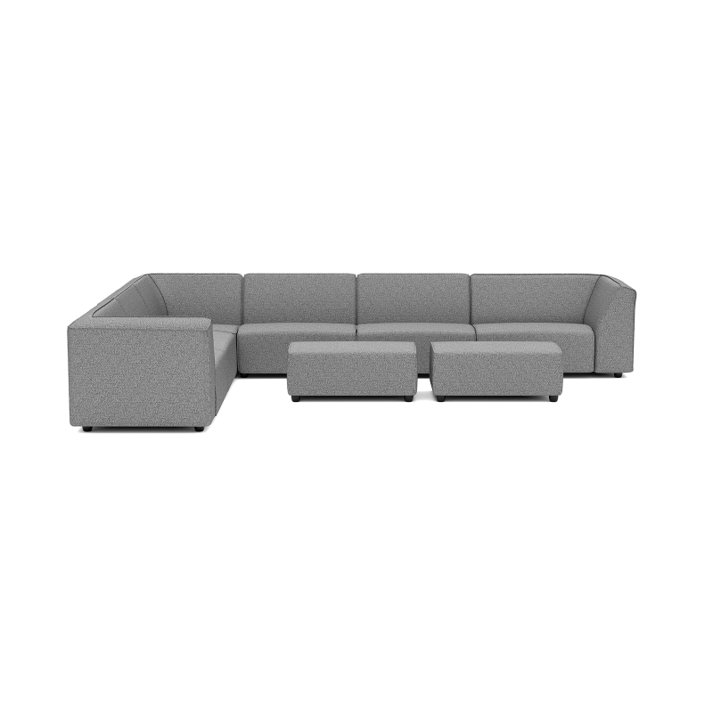 Chill loungeset 10-zits hoek + 2 hockers S (links) Steel