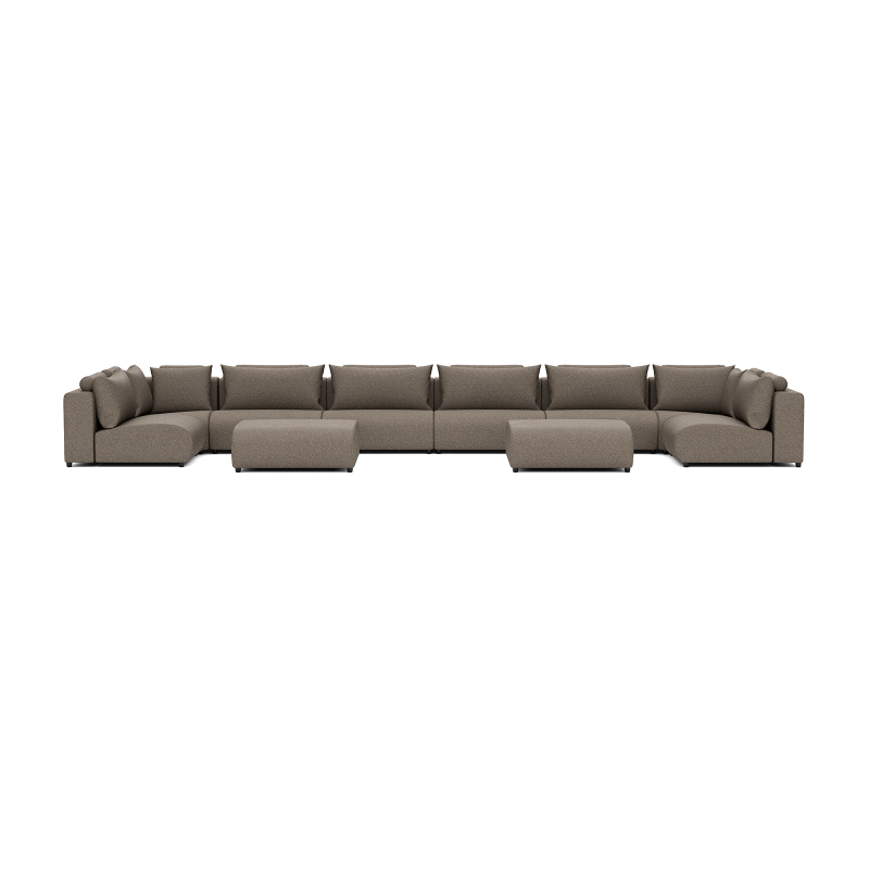Luxury loungeset u-sofa 230x680x230 + 2 hockers Charcoal