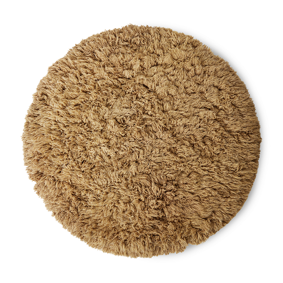 Fluffy round rug caramel (ø200)