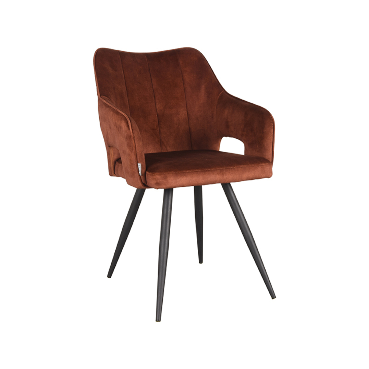 Eetkamerstoel Noud - Rust - Velours - Black Frame