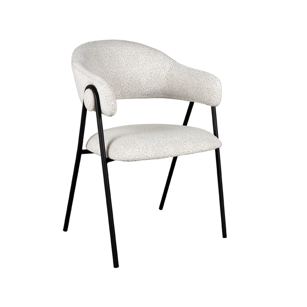 Eetkamerstoel Lowen - Wit - Boucle - Black Frame