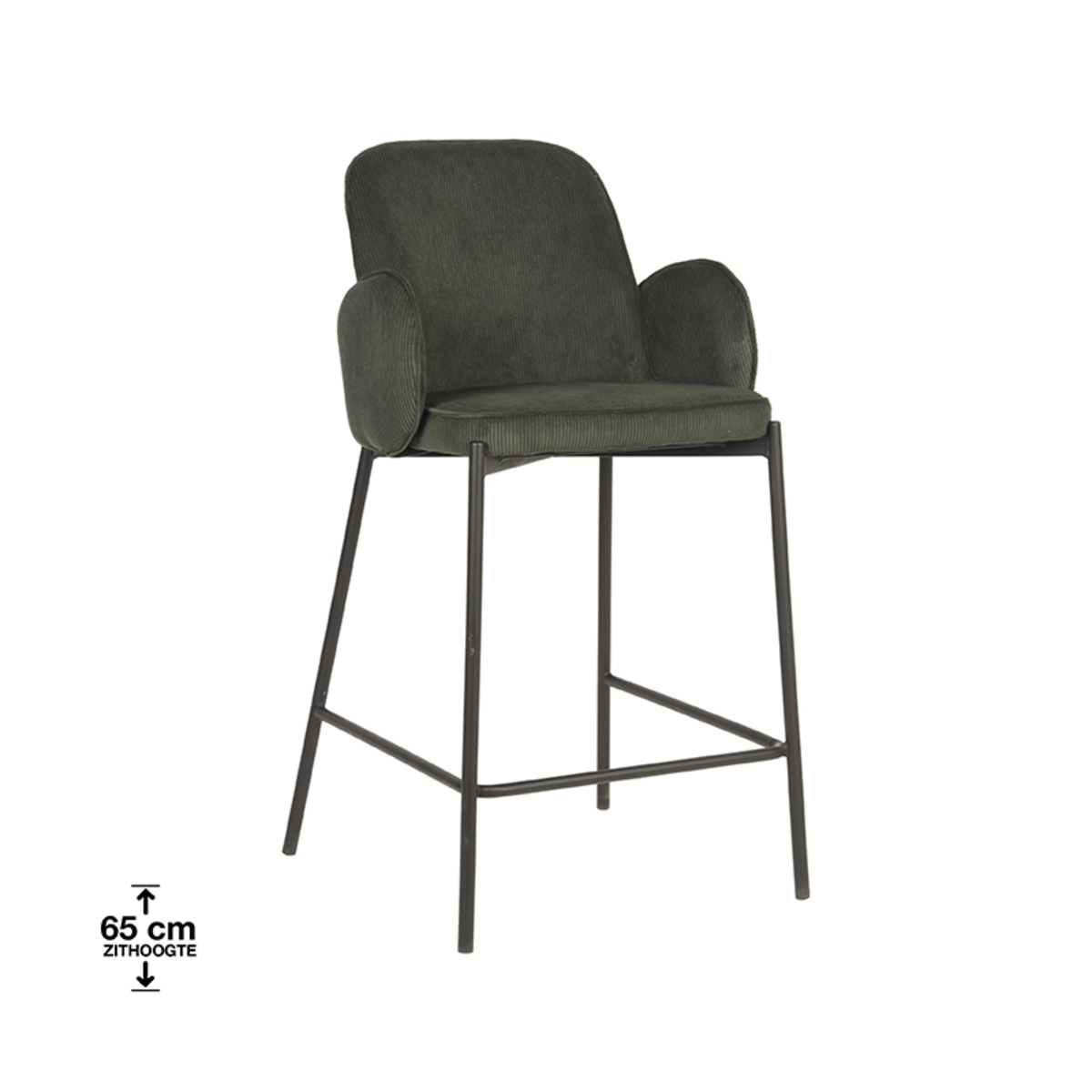 D-MAXX Barkruk Jari - Army green - Ribcord - Zithoogte 65