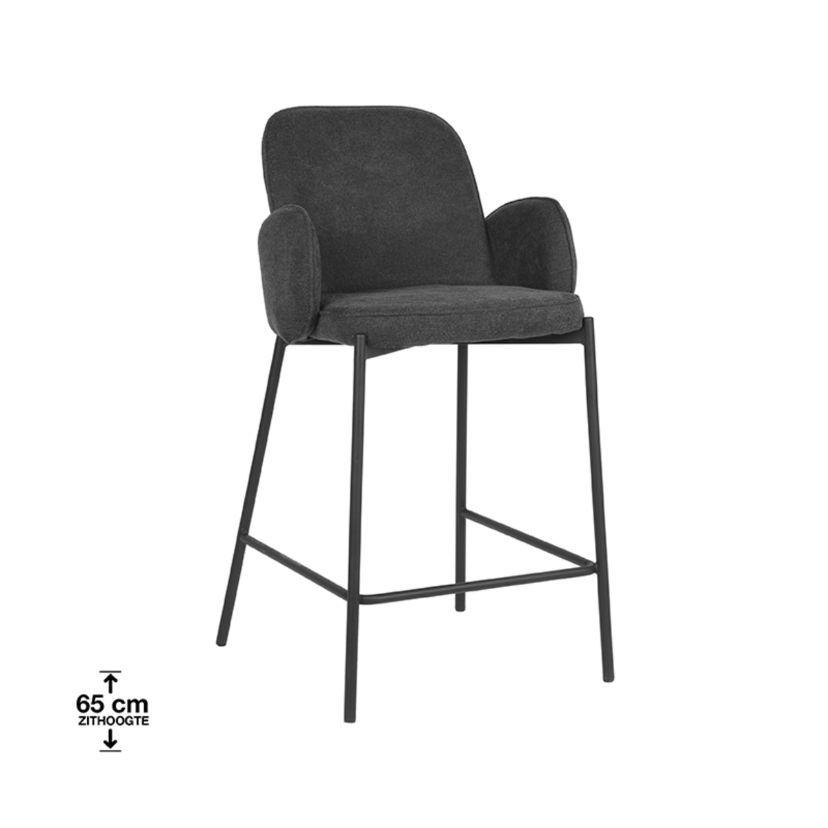 D-MAXX Barkruk Jari - Antraciet - Weave - Zithoogte 65