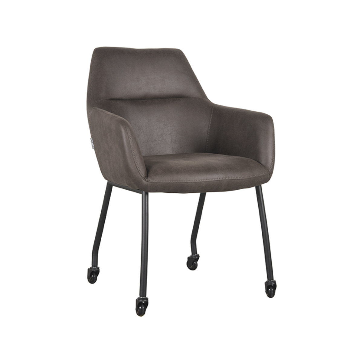 Eetkamerstoel Lenny - Antraciet - Micro Suede - Black Frame