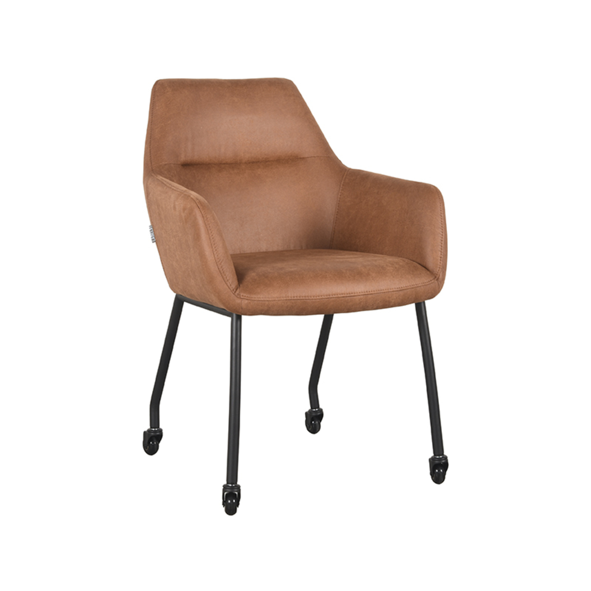 Eetkamerstoel Lenny - Cognac - Micro Suede - Black Frame