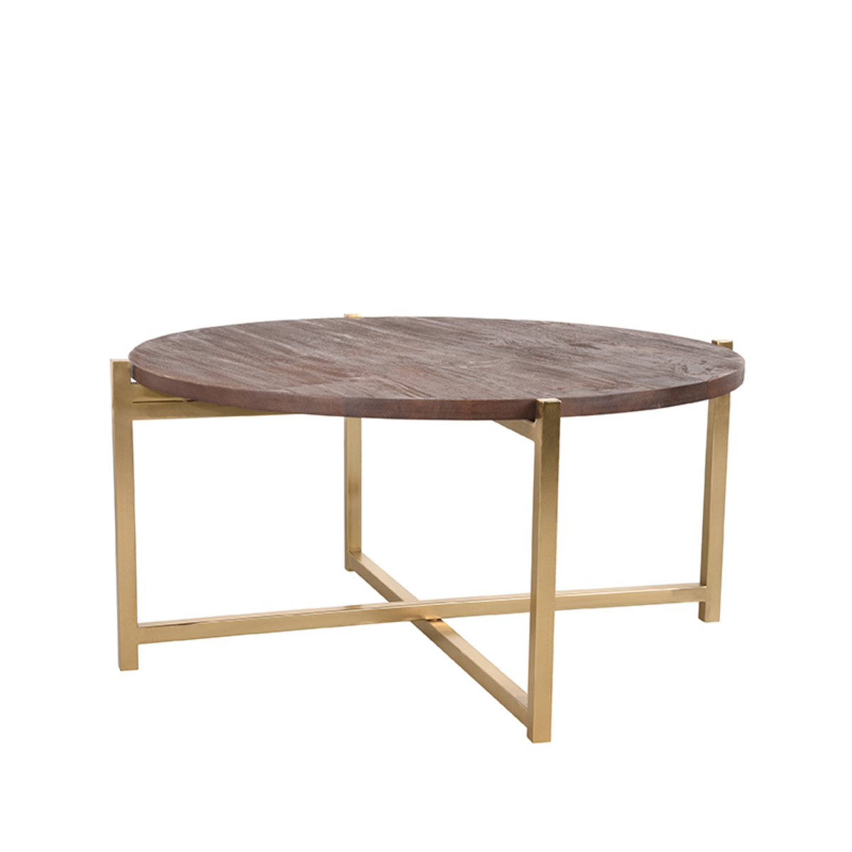 Salontafel Dox - Espresso - Mangohout - 70 cm - Goud