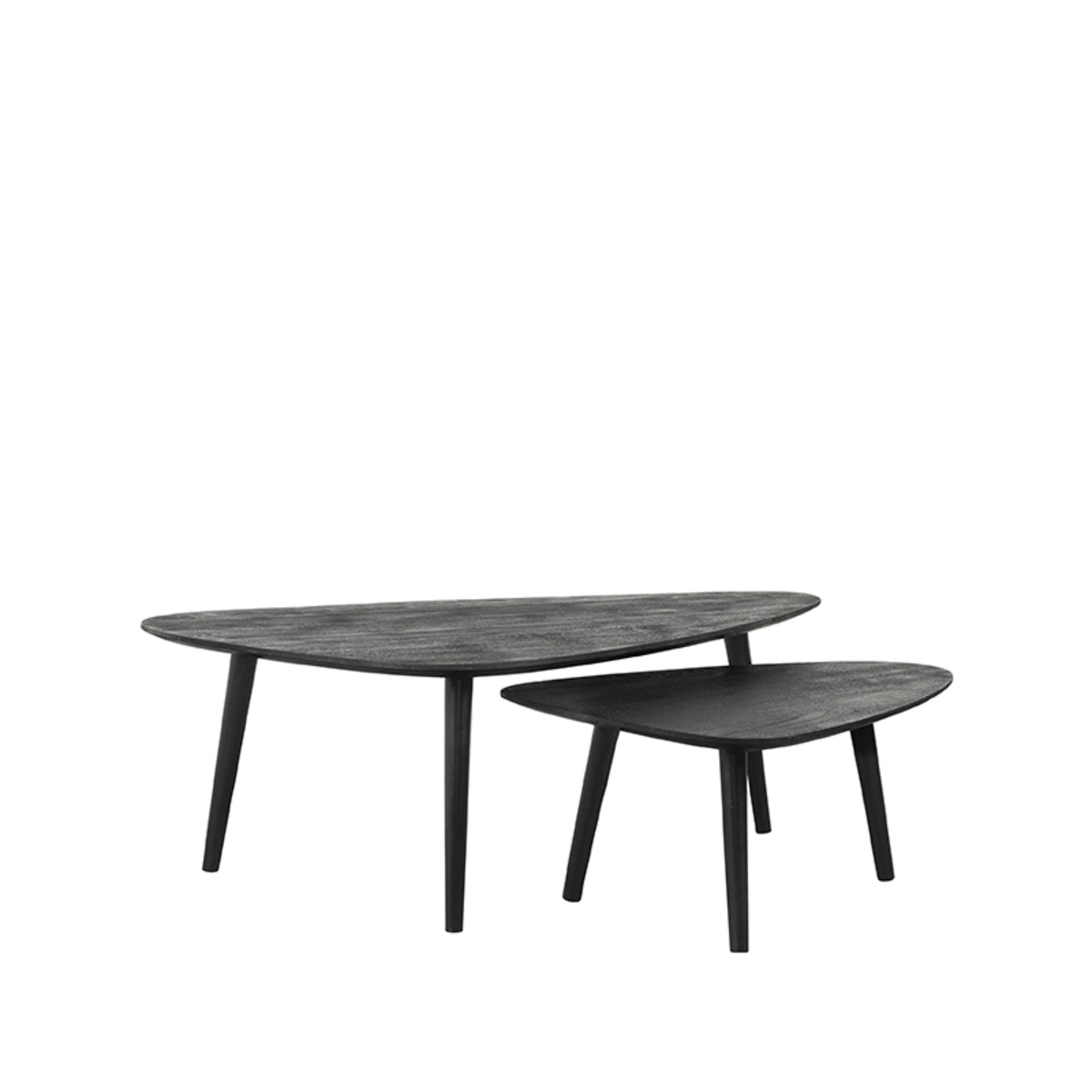 Salontafel Set Rock - Zwart - Mangohout - 110 cm