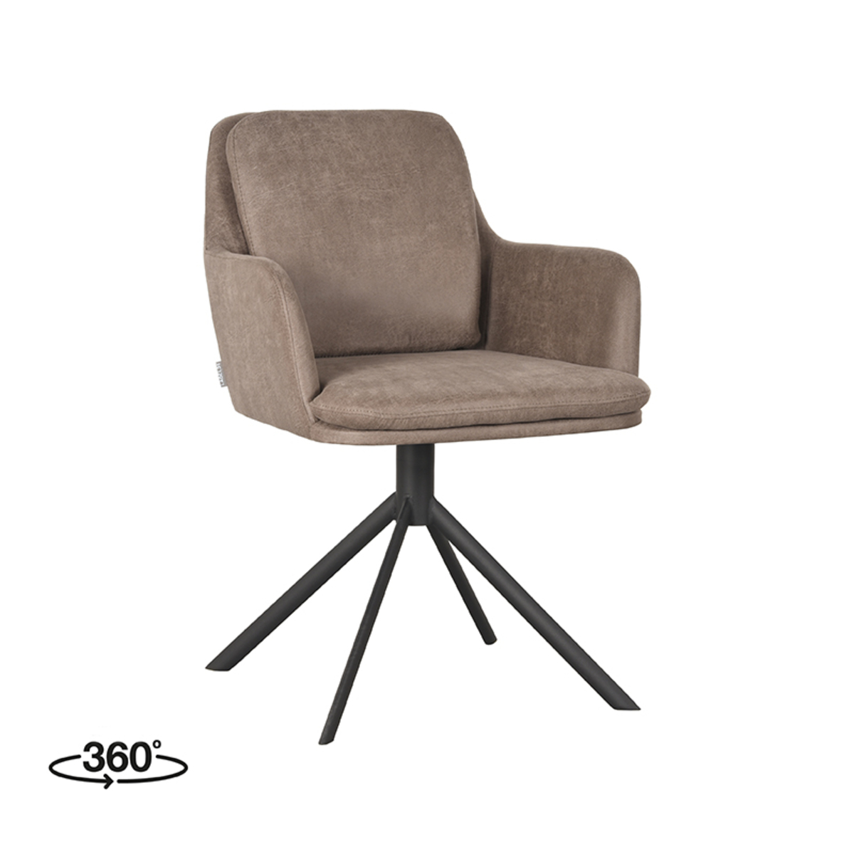 Eetkamerstoel Joy - Taupe - Micro Suede - Black Frame