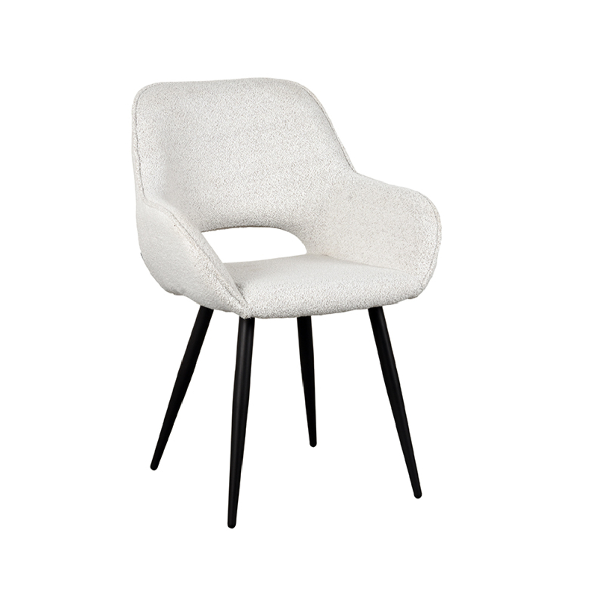 Eetkamerstoel Fer - Wit - Boucle - Black Frame