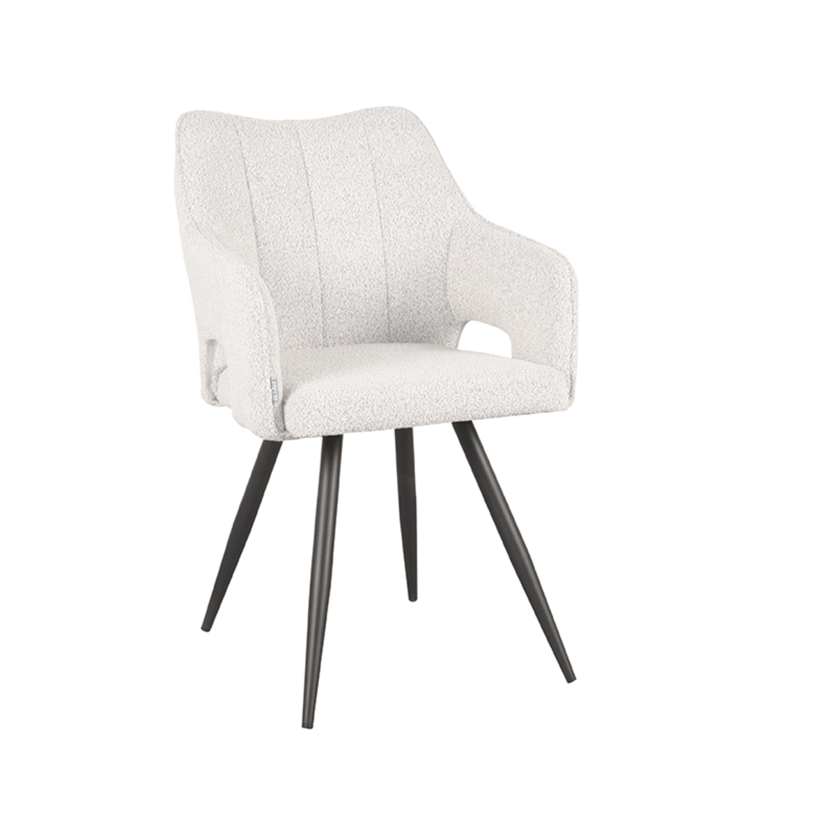 Eetkamerstoel Noud - Wit - Boucle - Black Frame