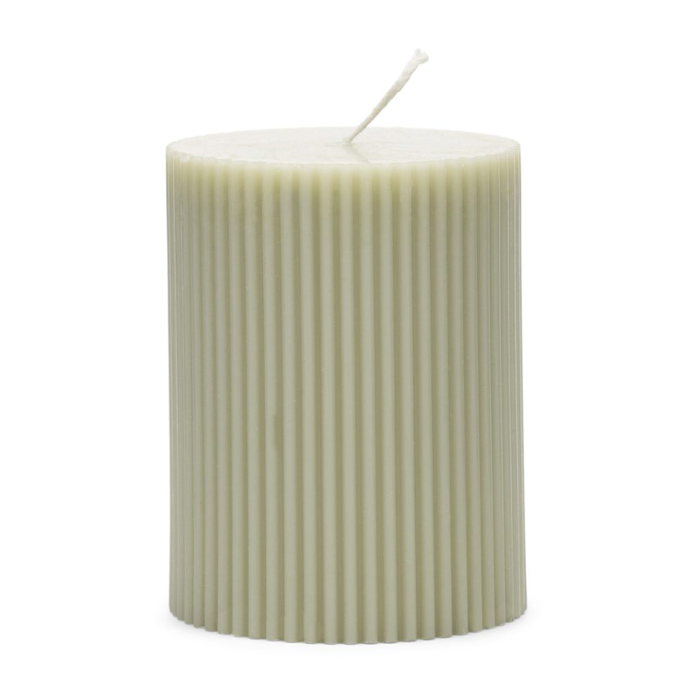 Fine Rib Pillar Candle green 7x9