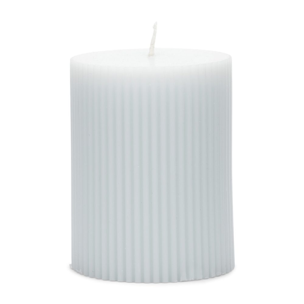 Fine Rib Pillar Candle lightblue7x9