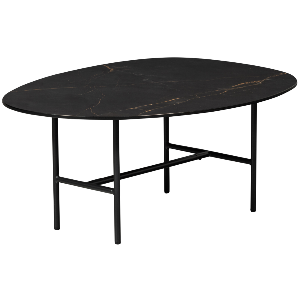 VAJEN SALONTAFEL MET ZWART MARMEREN LOOK BLAD 80X60 CM