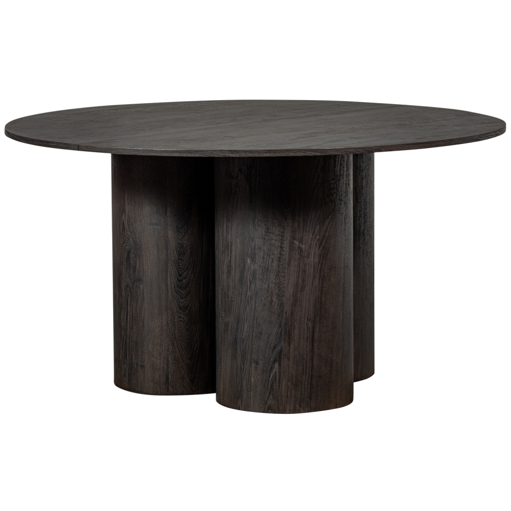 OONA EETTAFEL ROND MET 3-POOT MDF DONKERBRUIN O140CM