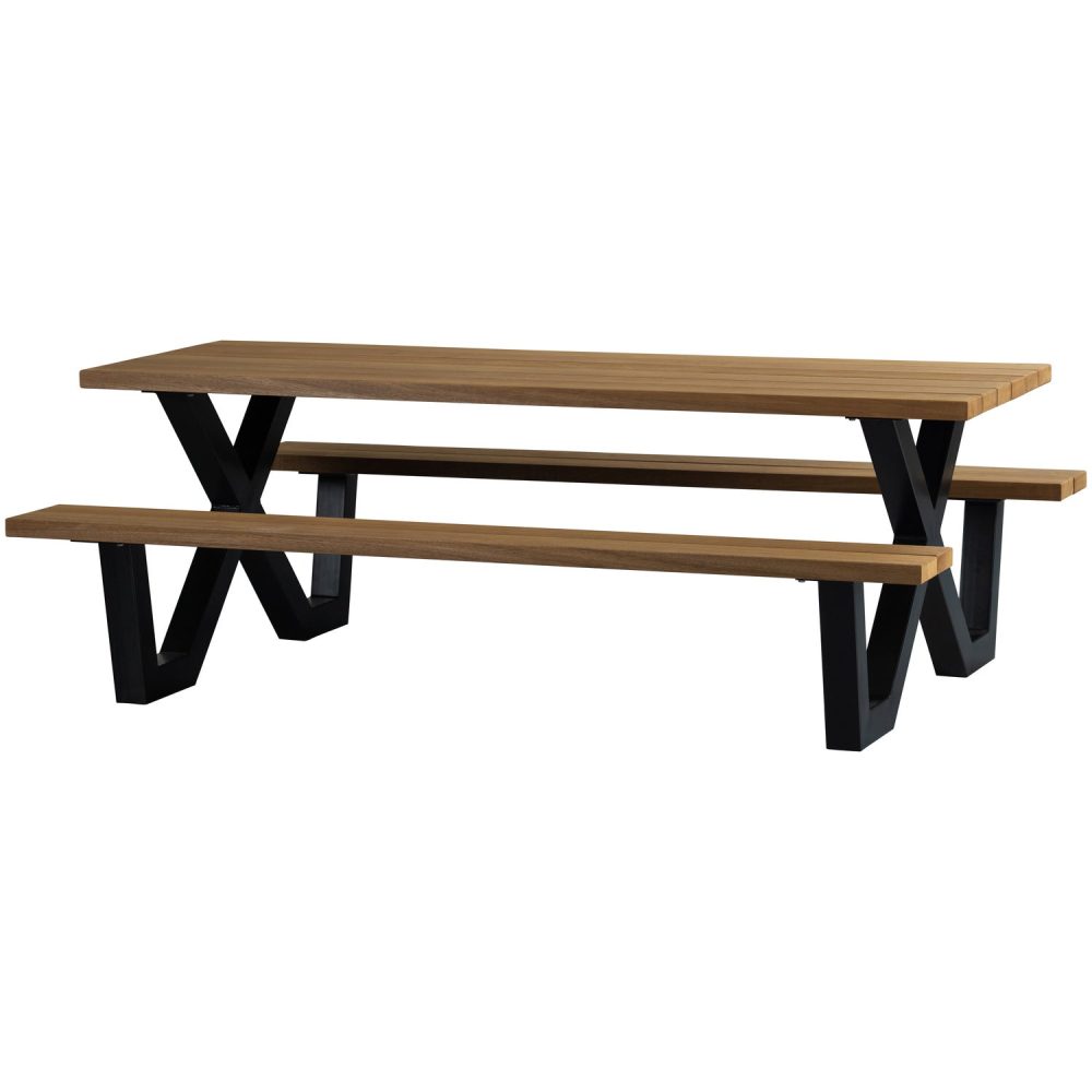 TABLO OUTDOOR PICKNICKTAFEL AYOUS NATUREL X-POOT METAAL[fsc]