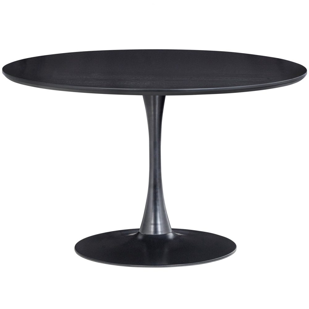 SAMMY EETTAFEL TROMPETVOET ROND MDF ZWART O120CM