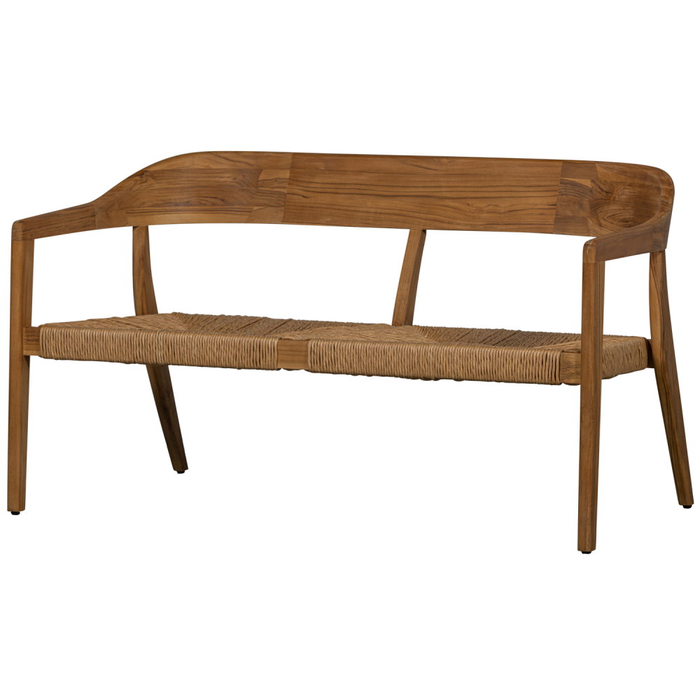 CHENA TUINBANKJE MET RONDE RUG WICKER/TEAK NATUREL