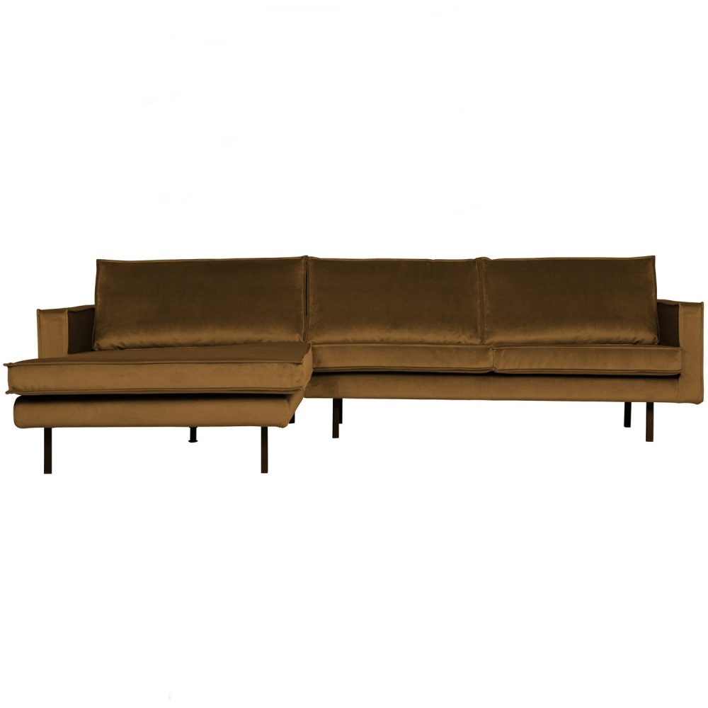 RODEO CHAISE LONGUE LINKS VELVET HONINGGEEL