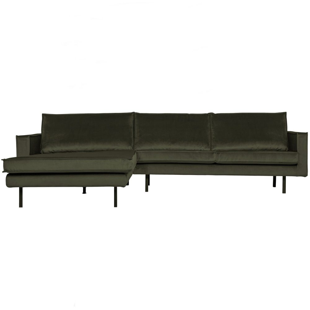 RODEO CHAISE LONGUE LINKS VELVET DONKERGROEN