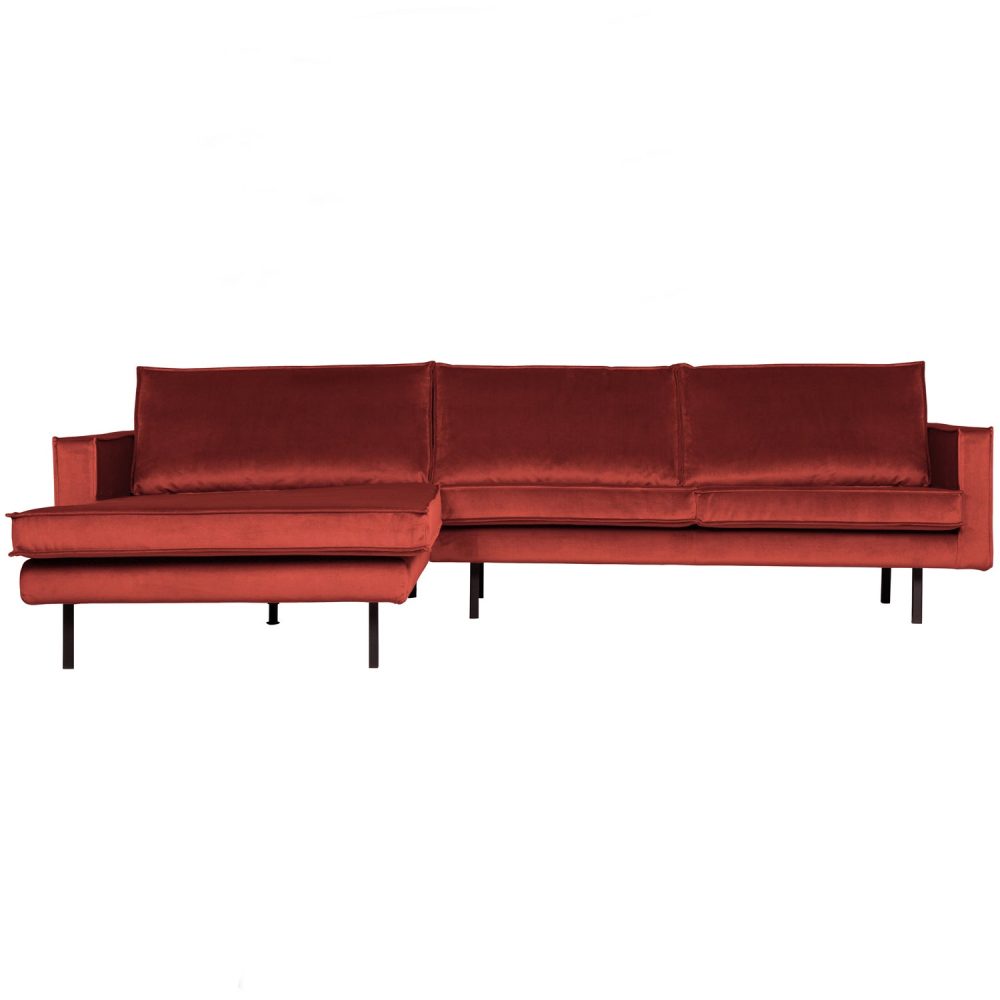 RODEO CHAISE LONGUE LINKS VELVET KASTANJE