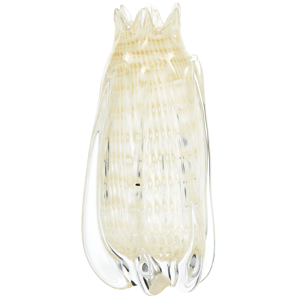 CROWN HANDGEVORMDE VAAS GLAS 30X12 CM OFF WHITE
