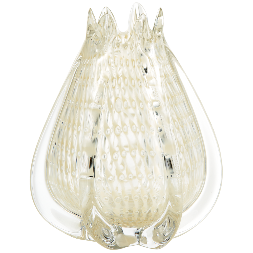 CROWN HANDGEVORMDE VAAS GLAS 24X18 CM OFF WHITE