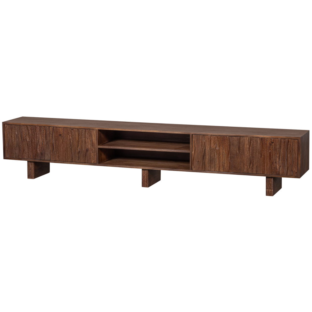 LAVISH TV MEUBEL MET BEWERKTE DEUREN HOUT WARM BRUIN