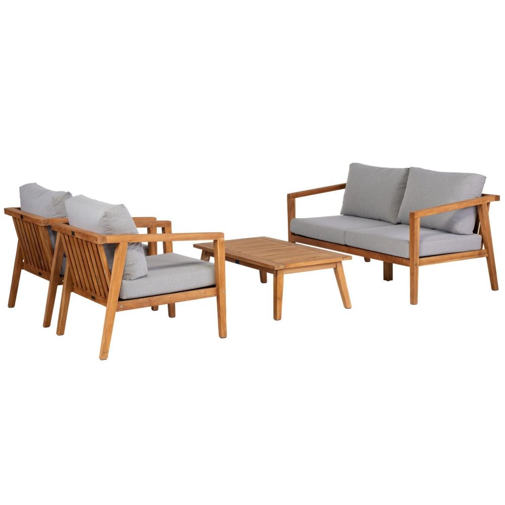 LUCCA COFFEE TUINSET TEAK INCL. KUSSENS