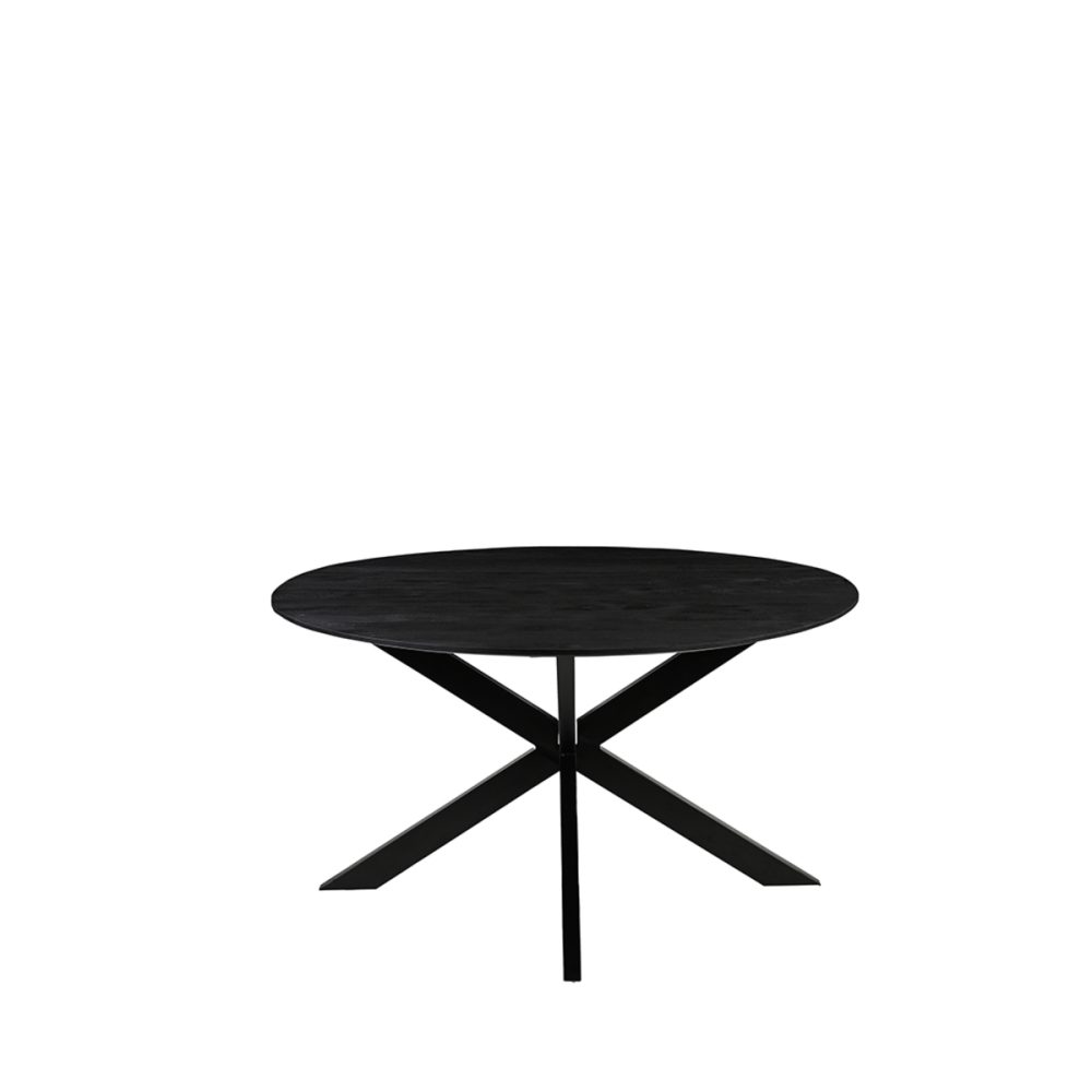 Eetkamertafel Otis - Zwart - Mangohout - 130 cm - Rond
