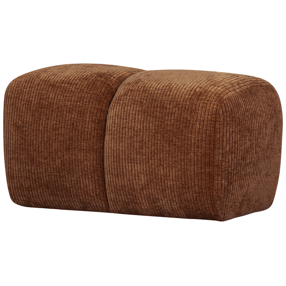 MOJO POEF 45x84x64CM RIBSTOF ROESTBRUIN