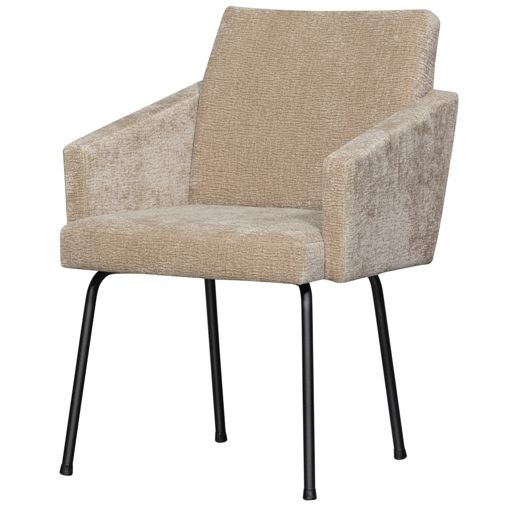MOUNT EETKAMERSTOEL MET ARMLEUNING 3D CHENILLE ZAND