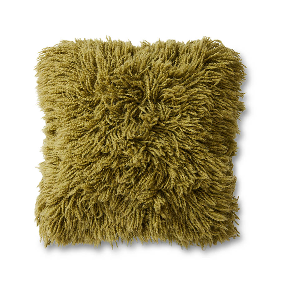 Fluffy cushion olive (50x50cm)