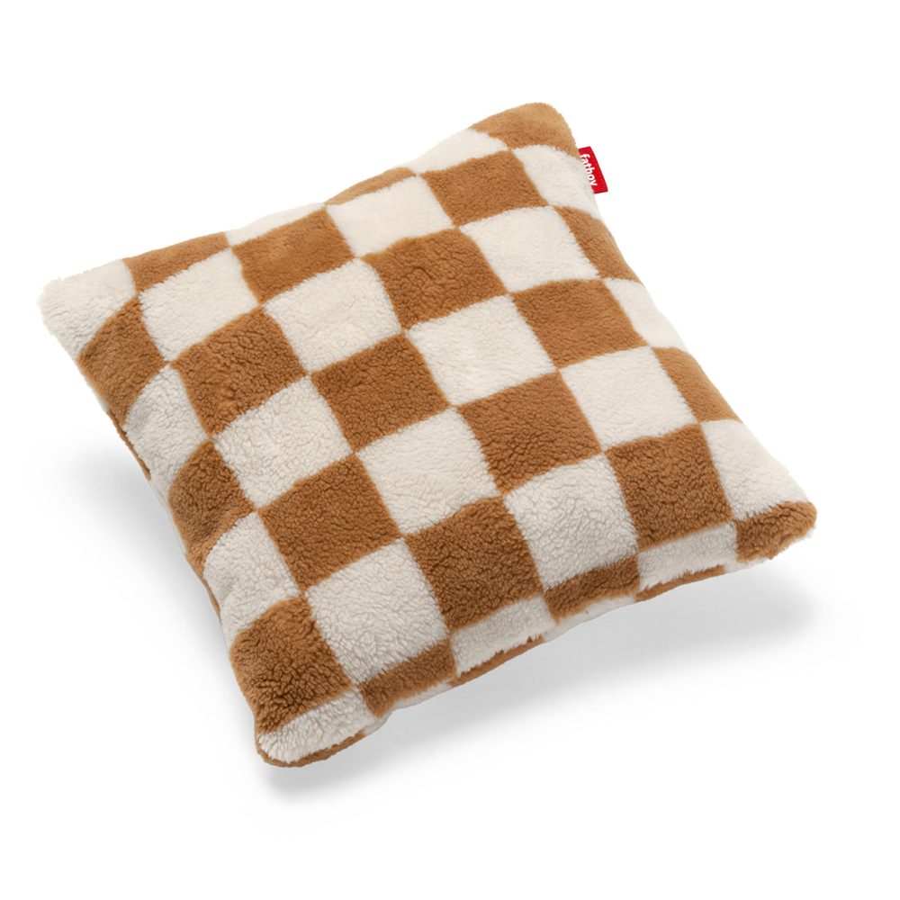 Square Pillow Teddy Chess Almond Creme