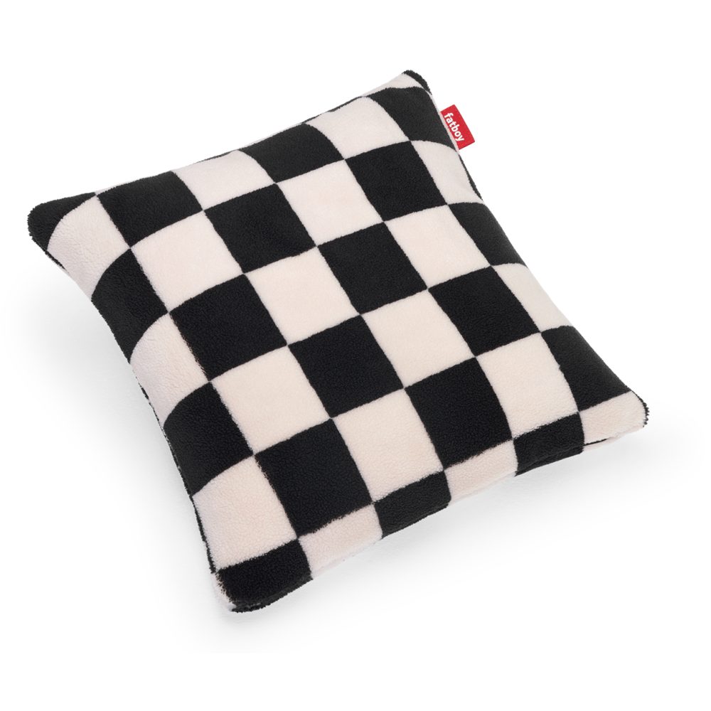 Square Pillow Teddy Chess Black Ecru