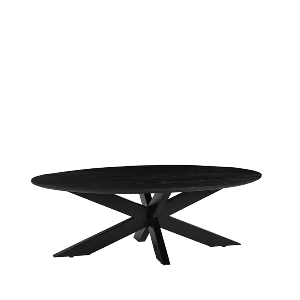 Salontafel James - Zwart - Mangohout - 130 cm - Rond