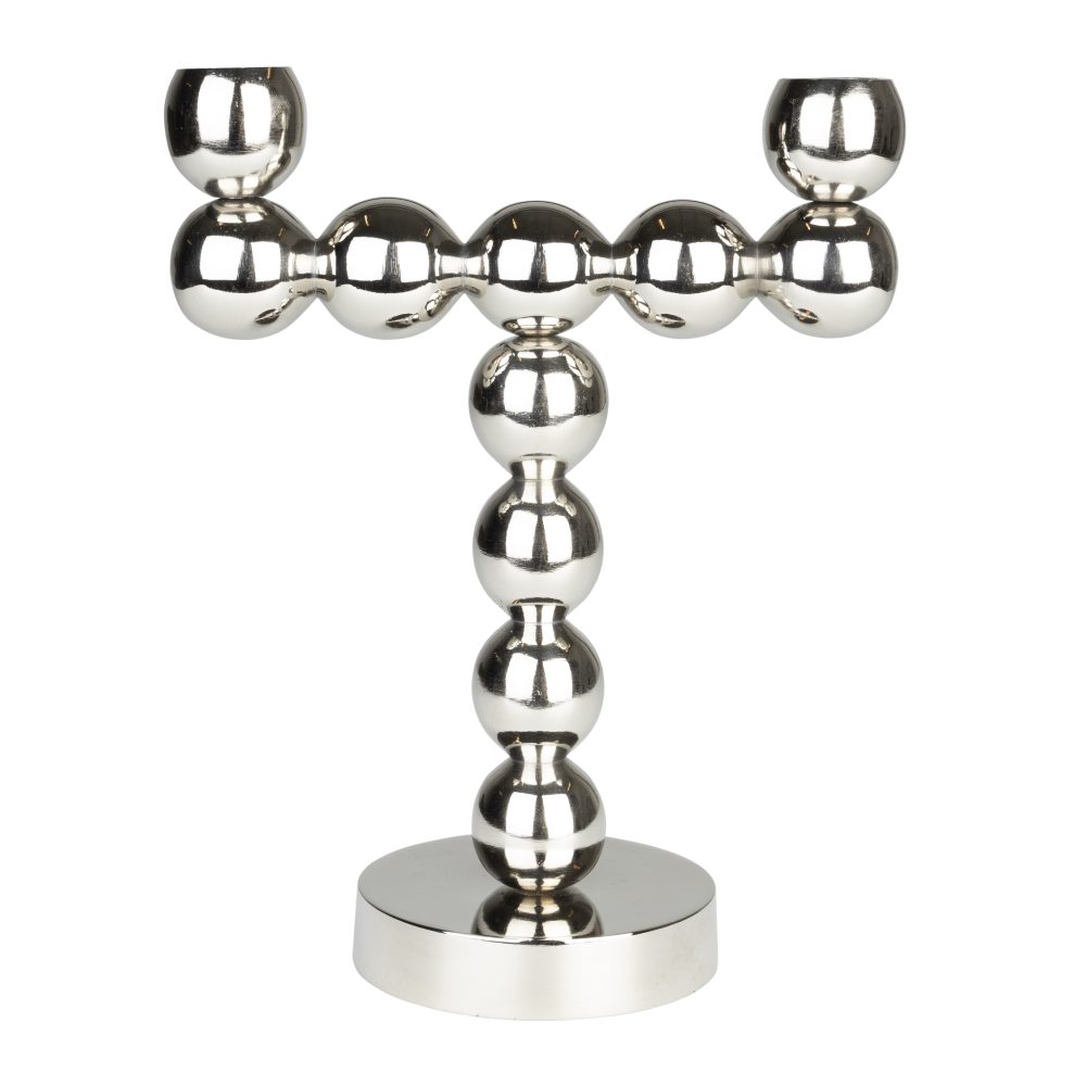 Candle Holder Bubbles Two Shiny Silver
