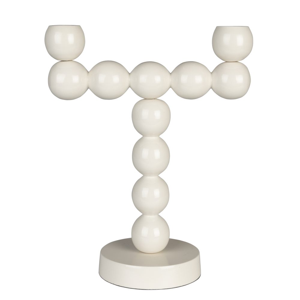 Candle Holder Bubbles Two Shiny Beige