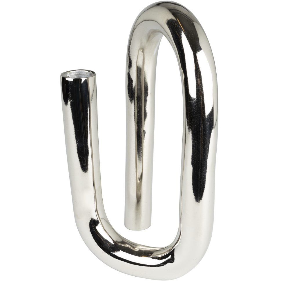 Candle Holder Tubo L Shiny Silver